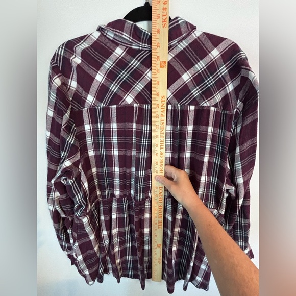 Lane Bryant Purple Plaid Button Front Peplum Tunic Top 26/28 - Picture 12 of 14